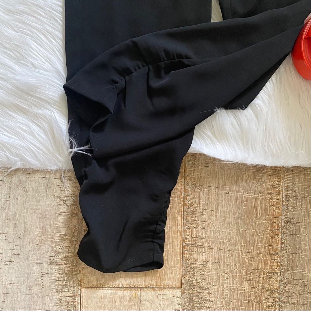 Nwt! Parker Addison Black Faux Wrap Asymmetric Shoulder Ruffle Jumpsuit 0 — image 8 of 8